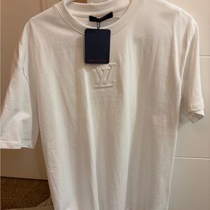Louis Vuitton White Embossed LV Crewneck Tee